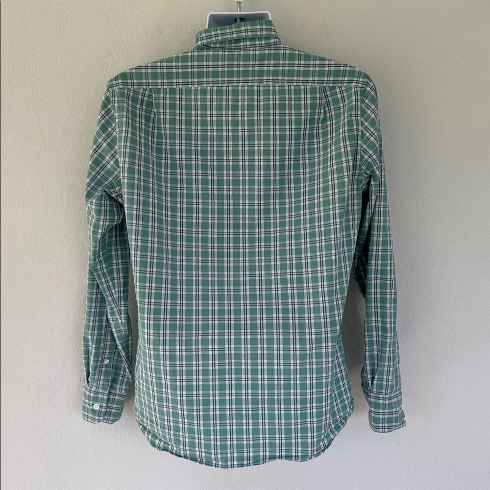 J. Crew mint green plaid flex washed slim fit button down dress shirt medium